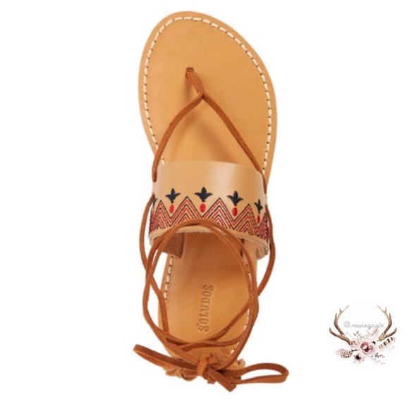 Soludos Leather Wrap Lace Up Sandals NIB - Picture 1 of 4